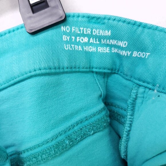 7 For All Mankind Women's Ultra High Rise Skinny Boot Jeans Size 26 Atlantis New - Picture 16 of 16